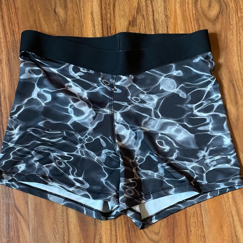 Size small black and white swirl spandex shorts super stretchy